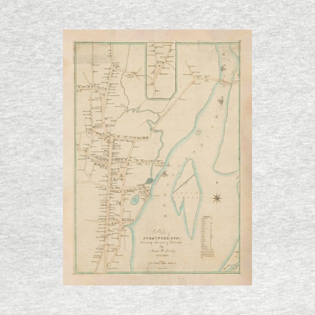 Old Stratford CT Map (1824) Vintage Connecticut Town & Street Atlas by Bravuramedia